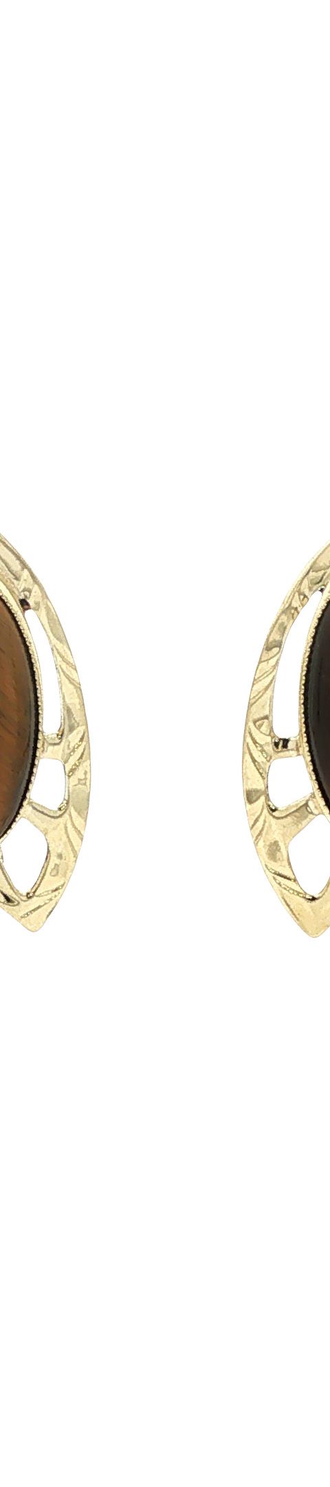 Vintage 14K Gold Drop Earrings with Tiger's Eye